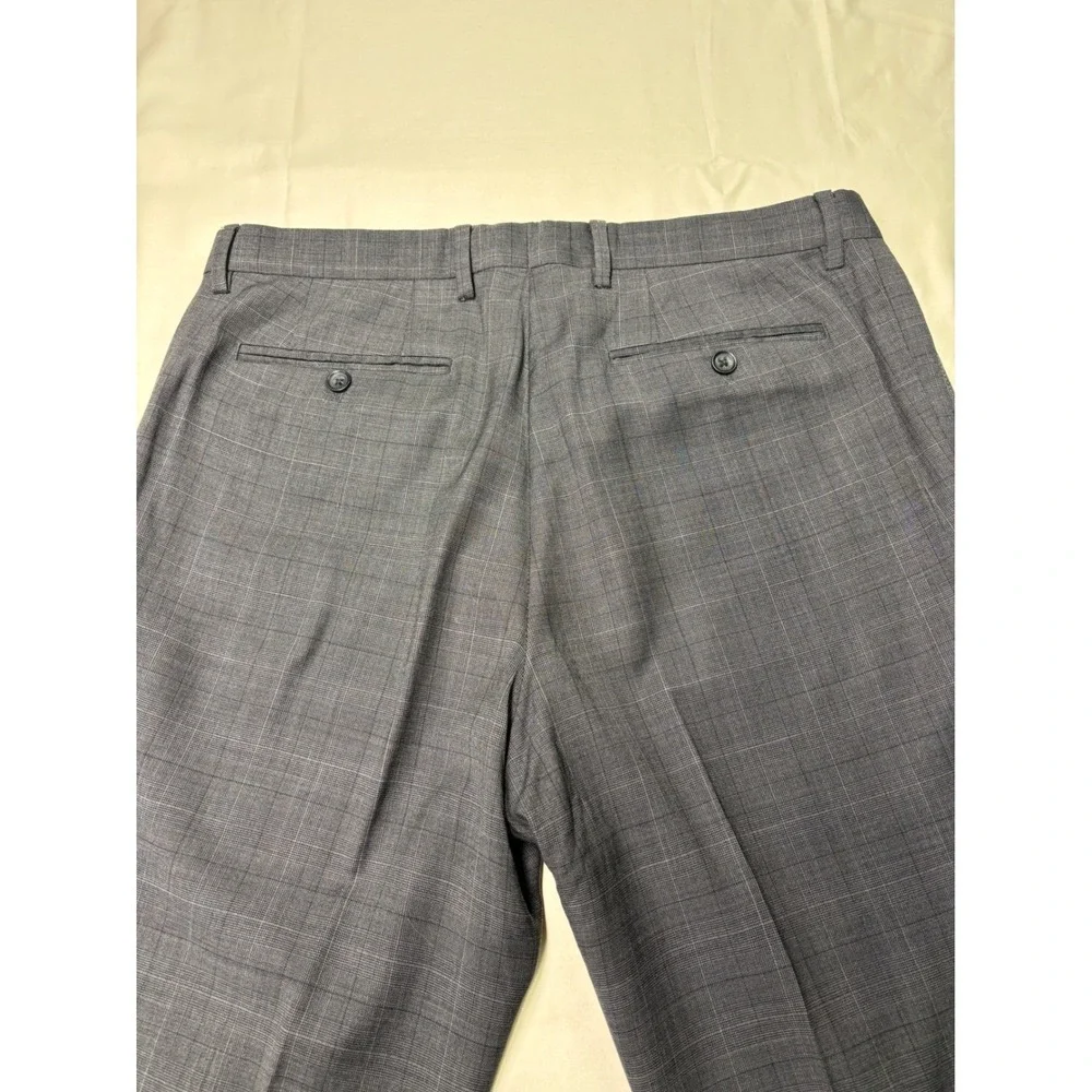 Banana Republic Classic Fit Men's Gray Plaid Wool Blend Dress Pants W34 L34